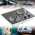 Piano Cottura a Gas 2 Fuochi per Camper con Vetro Temperato, 1,8 KW