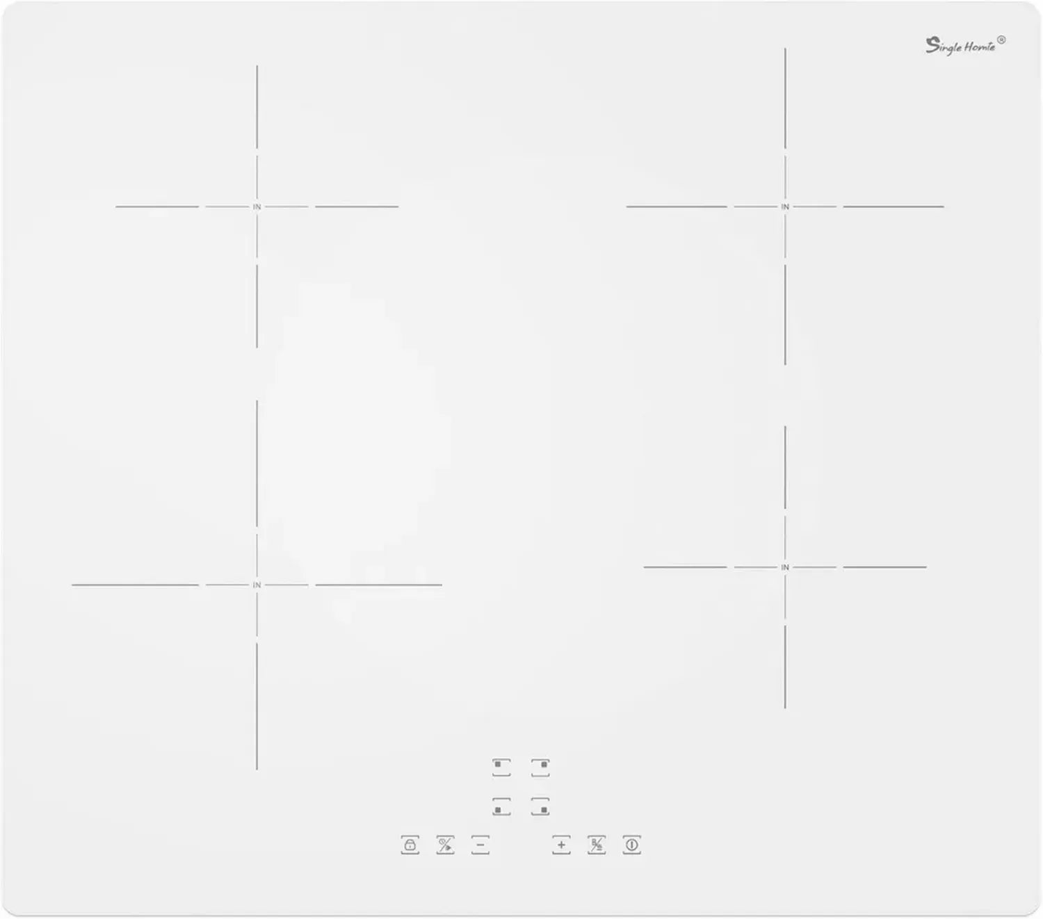 Piano cottura a induzione 4 zone, vetro bianco 60 cm con funzione boost, 9 livelli, timer e sicurezza bambini, 7200W