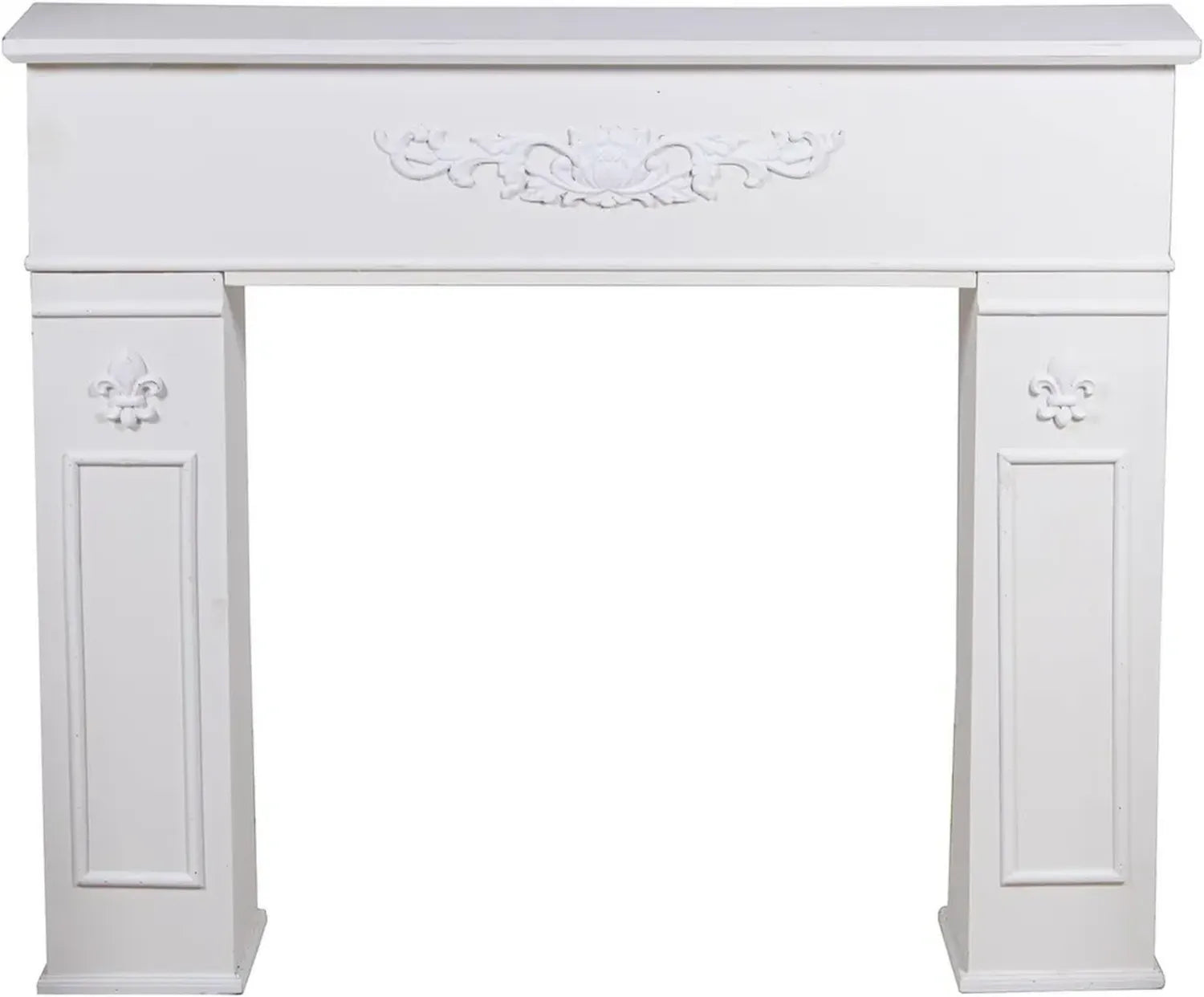 Cornice per camino in MDF bianco 110x23x94 cm