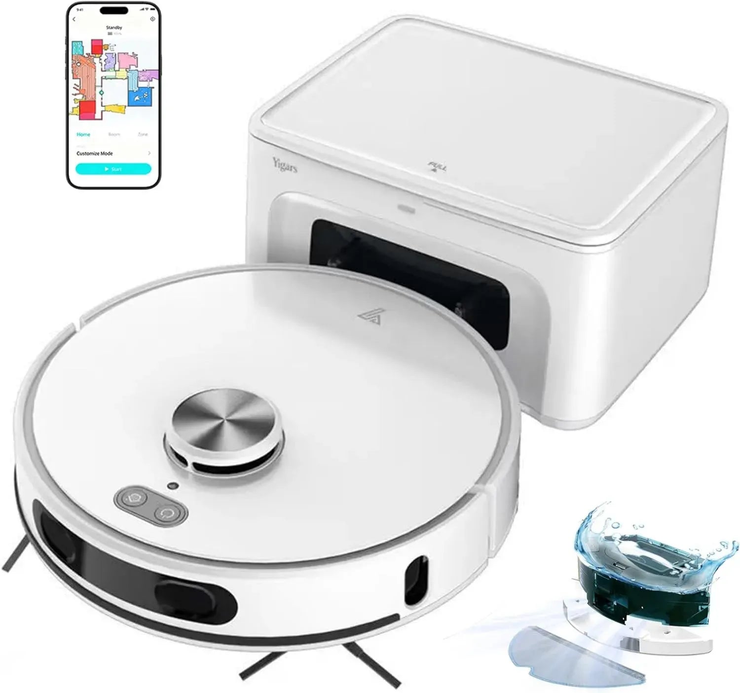 Robot Aspirapolvere Lavapavimenti 8000Pa con Mappatura Laser Lidar e Svuotamento Automatico, Controllo tramite App e Alexa, Pulizia Programmabile per Animali Domestici