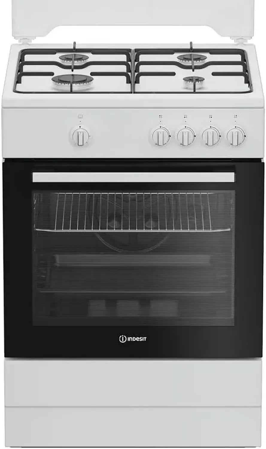 Cucina a Gas 60 cm, 4 Fuochi, Forno 64L, Funzione Click&Clean, Vapore e Pulizia, Timer, Bianco, Classe A