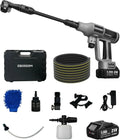 Idropulitrice Portatile 65Bar a Batteria, Pistola ad Alta Pressione con Ugello 6-in-1 per Auto, Giardino e Piante (2 Batterie 3Ah)