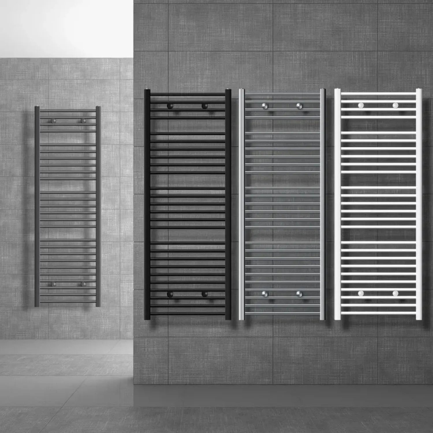 Radiatore da Bagno Elettrico Nero Sahara 500x1500 mm, 900W con Termostato, Design Moderno