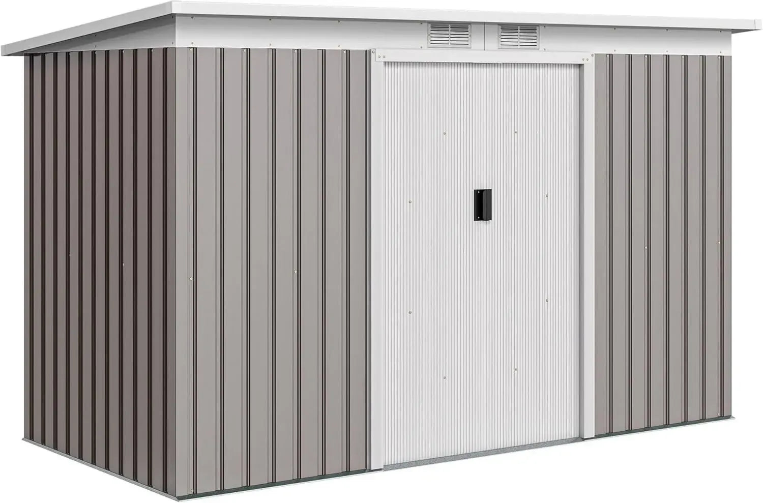 Outsunny Casetta da Giardino in Acciaio con Kit Fondazione e Porta Scorrevole Bloccabile