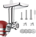 Accessorio Tritacarne in Acciaio Inox per KitchenAid, con Funzione di Riempimento Salsicce