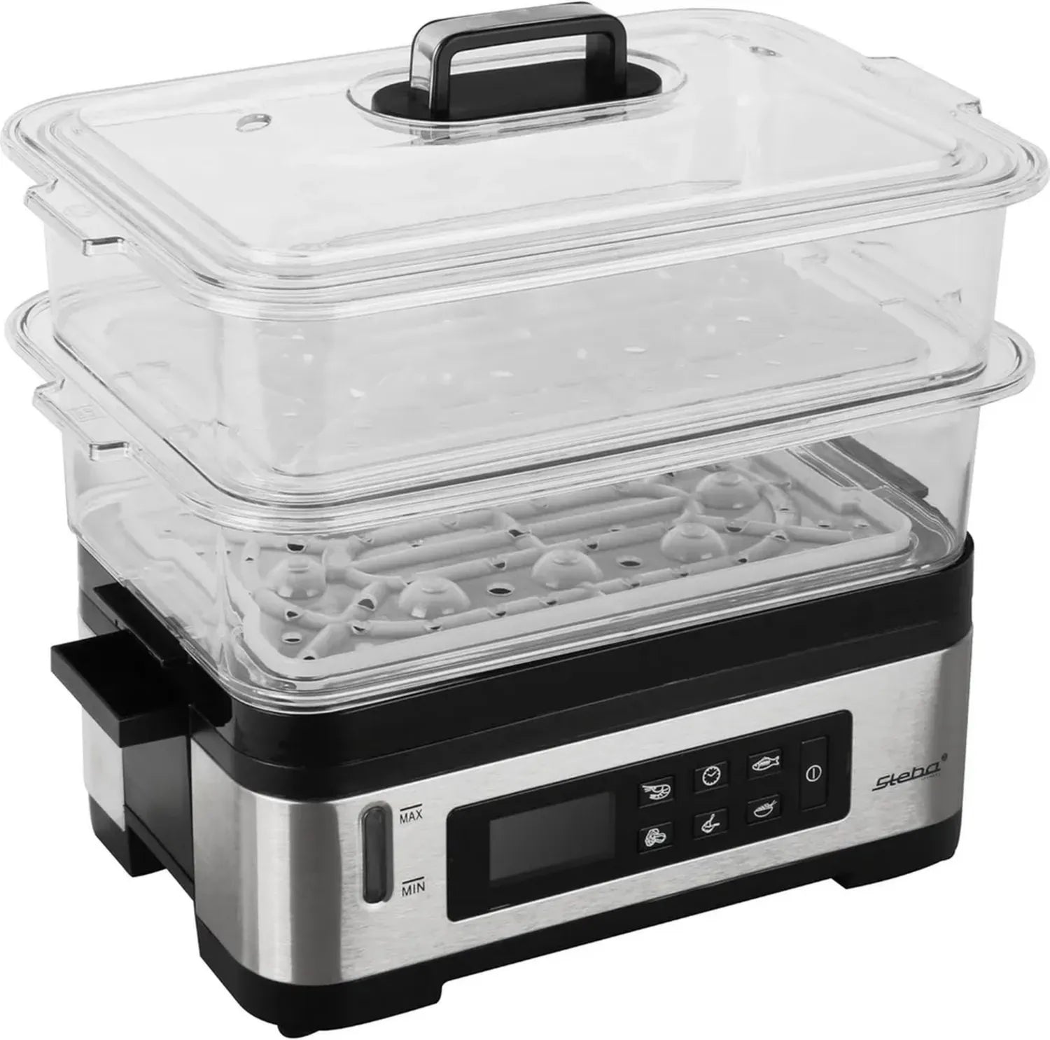 Vaporiera Elettrica Steba DG 2, 1200W, 6L, Acciaio Inox e Nero