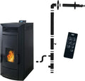 Stufa a Pellet Idro 21 kW Impermeabile Nero Anita con Kit Installazione