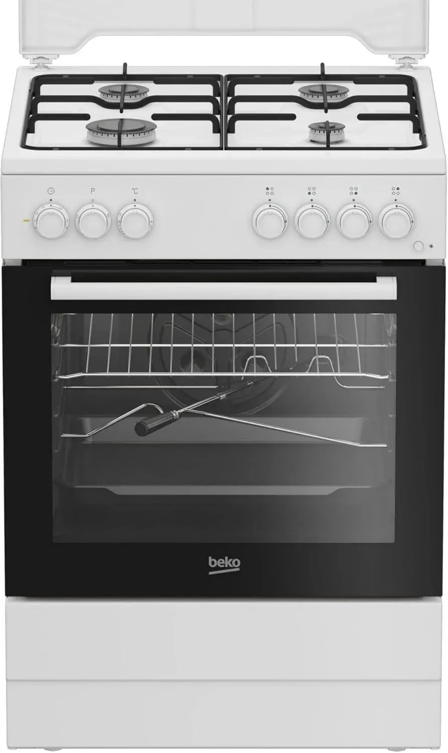 Cucina a Gas 60x60 cm con Forno Elettrico, Bianco, Alta Efficienza Energetica Classe A