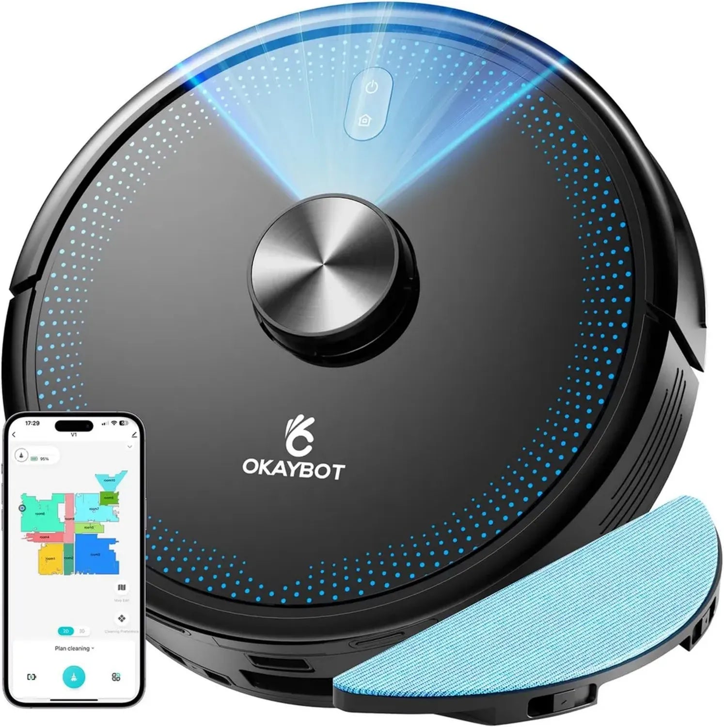 Robot Aspirapolvere e Lavapavimenti V1 con Mappatura Avanzata, Funzione 2-in-1