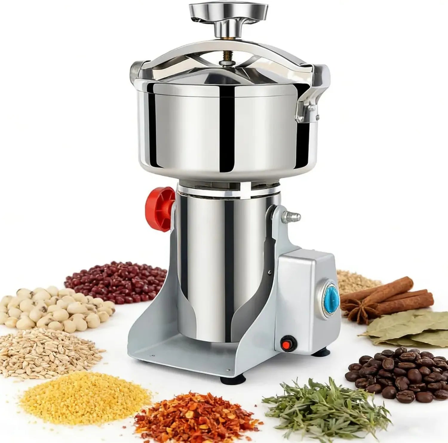 Mulino Elettrico 3000W, Macinatore 800G in Acciaio Inox per Spezie, Erbe e Cereali