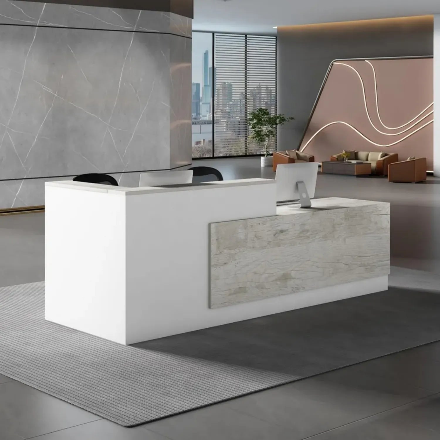 Banco Reception Moderno Multiuso per Ufficio e Negozi, 160x60cm, Destra