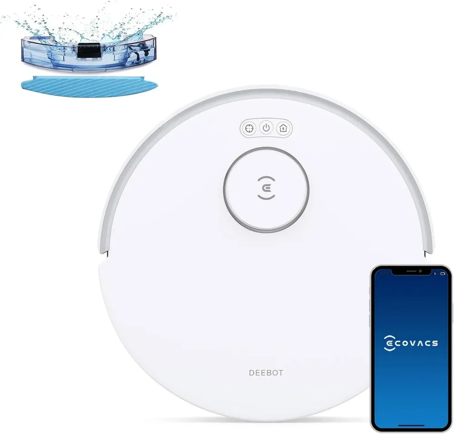ECOVACS DEEBOT N20 Robot Aspirapolvere 8000Pa, Lavapavimenti con Spazzola Antigroviglio e 300 Minuti di Autonomia