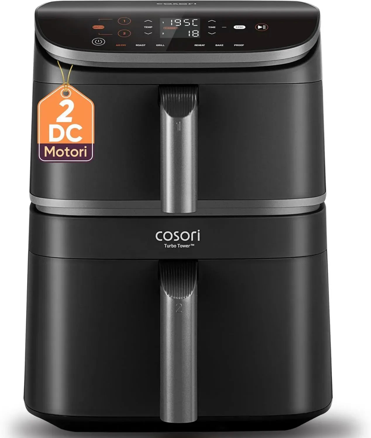Friggitrice ad Aria COSORI 10,8L con Cestelli Verticali, 6 Funzioni di Cottura, Potenza 2630W